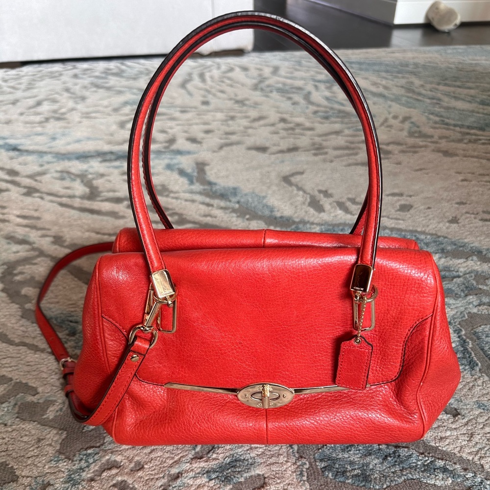 Coral leather Coach Satchel bag